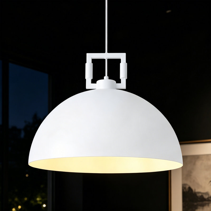 1 - Light 17.71" Modern Industrial Pendant Light for Kitchen Island, Hallway, Dining Room, Bedroom, Cafe, White
