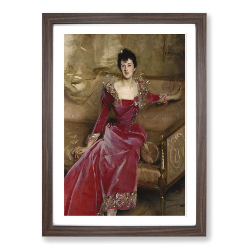 Mrs. Hugh Hammersley by John Singer Sargent - Picture Frame Painting, 36cm H x 27cm W x 2cm D, Walnut Framed