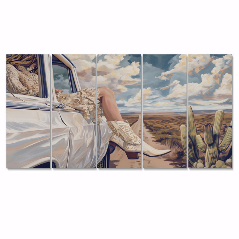 Cowgirl at Rockport Beach - ensemble de reproduction d'art mural côtier, H 28 po x l 60 po