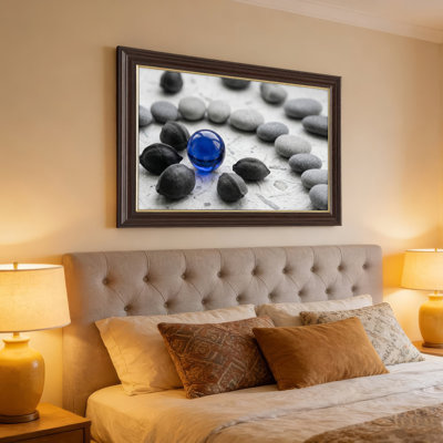 Art mural antique sur toile encadré doré pour le salon, la chambre à coucher, le bureau ou le vestibule - Décoration murale décorative avec cercle de pierre