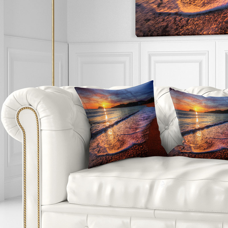 Oreiller écumant «Waves at Beautiful Sunset - Sea & Shore», 16 po x 1 po, Coussin décoratif
