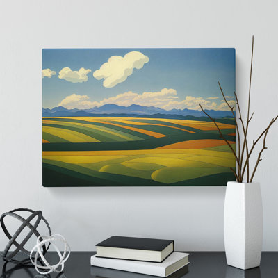 Contemporary Spring Meadow Landscape - Wrapped Canvas