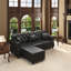 Canapé rembourré 82,6 po en similicuir avec garniture cloutée et accoudoirs roulés, style Chesterfield de style Mid-Century moderne, comprend 3 coussins, noir-92875372