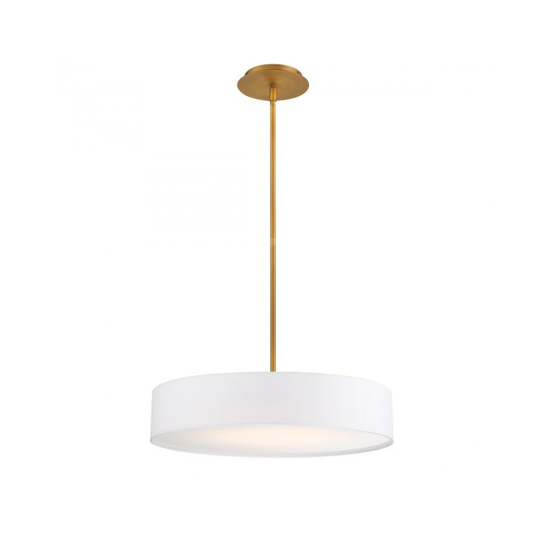 20" Manhattan Dimmable LED Pendant, Aged Brass, 3.75" H x 20" W x 20" D, Aged Brass