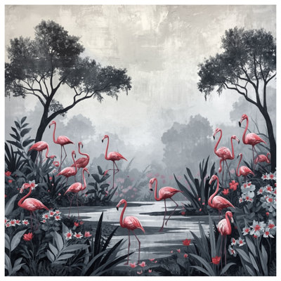 Pink Flamingos In Jungle Quilted Bedspread All Sizes