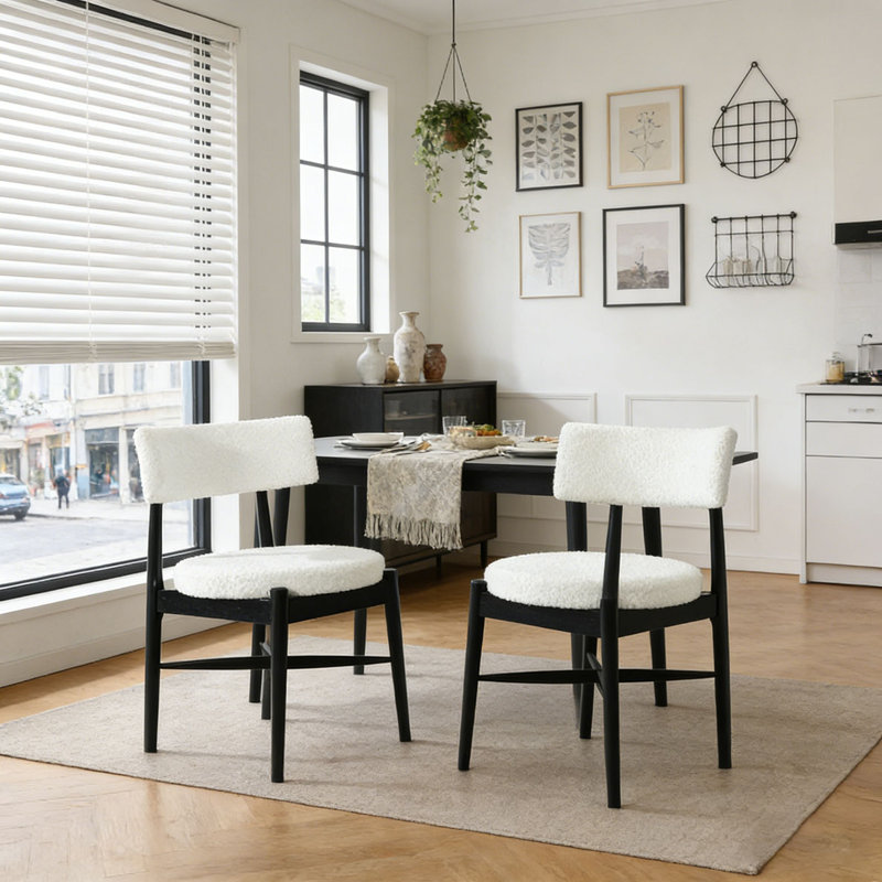 Chaises de salle à manger modernes, Noir / Beige