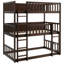 Lit simple superposé triple en bois d'hévéa, échelles, barrières de sécurité amovibles pour la taille de la chambre à coucher,
