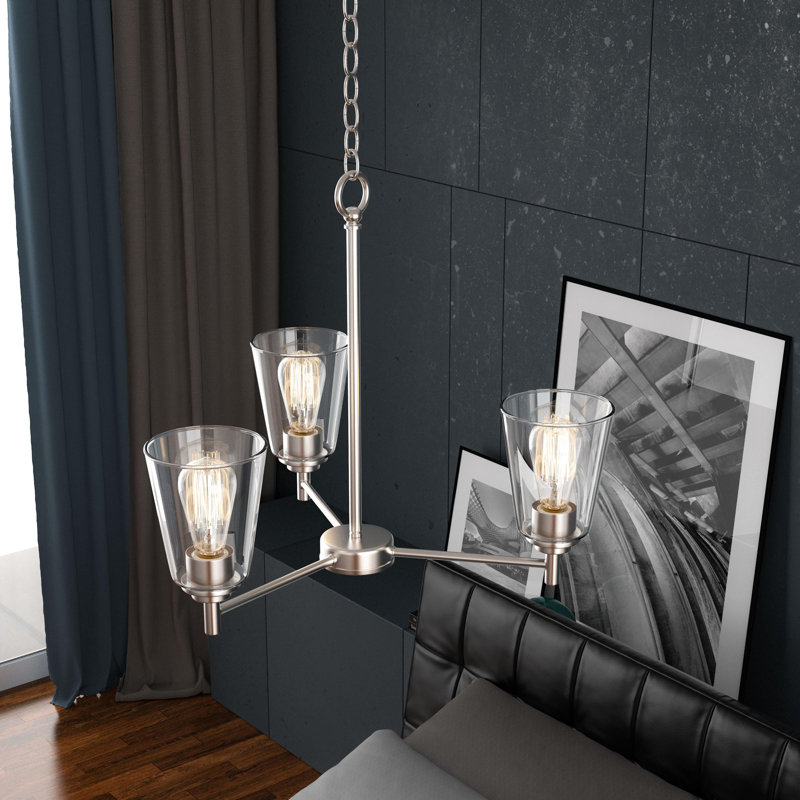Luminaires de lustre évasés (ampoule non incluse), 3, Nickel brossé