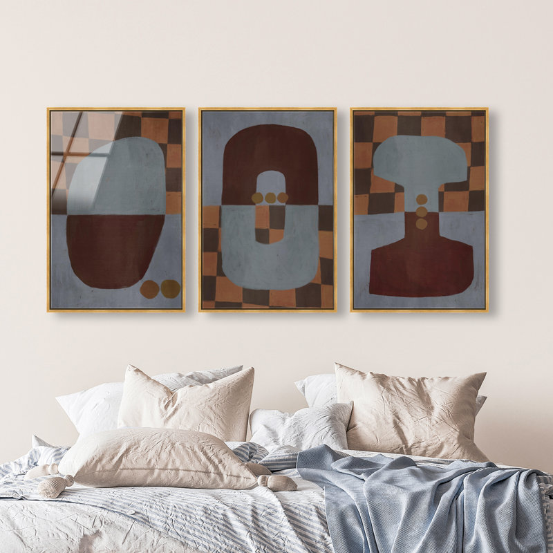 Checkered Dominos Set High-Gloss Frameless Acrylic Glass Wall Art Abstract Print by Oliver Gal, Ready to Hang, 10 x 15