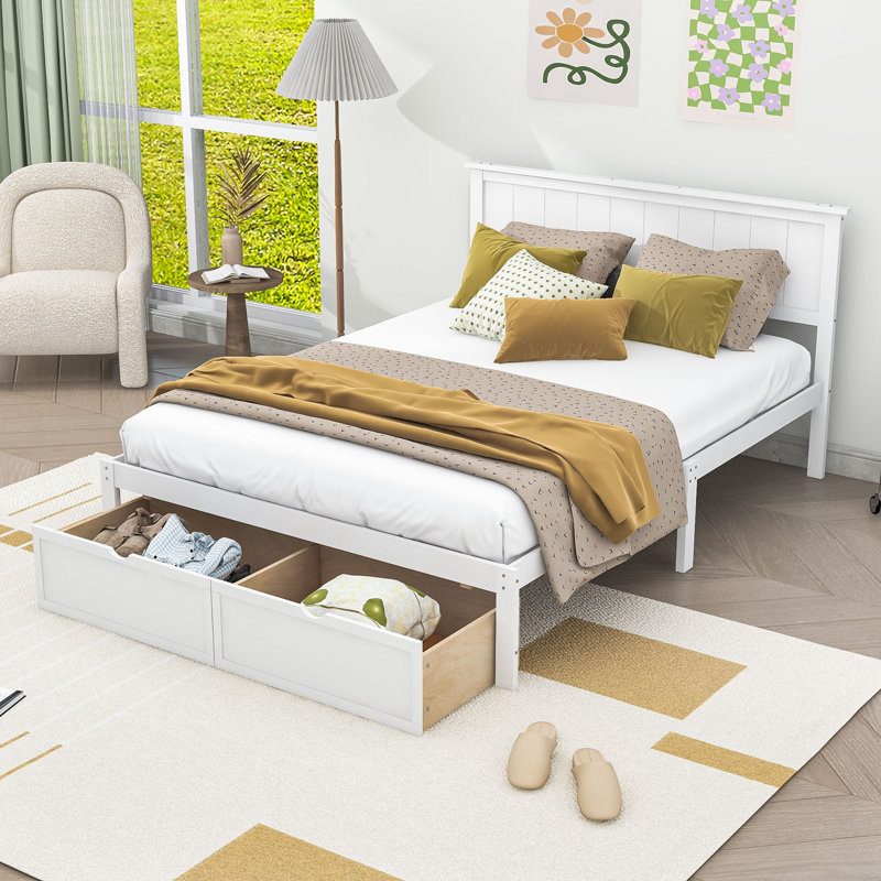 Hinkson Storage Platform Bed, White