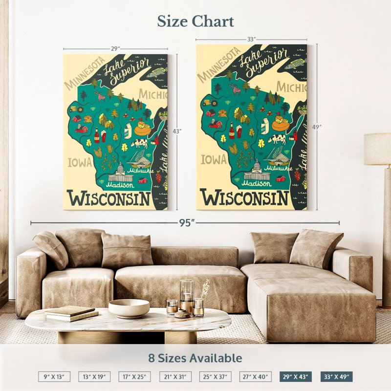 Carte de l'Aliaz, Wisconsin, H 48 po x l 32 po