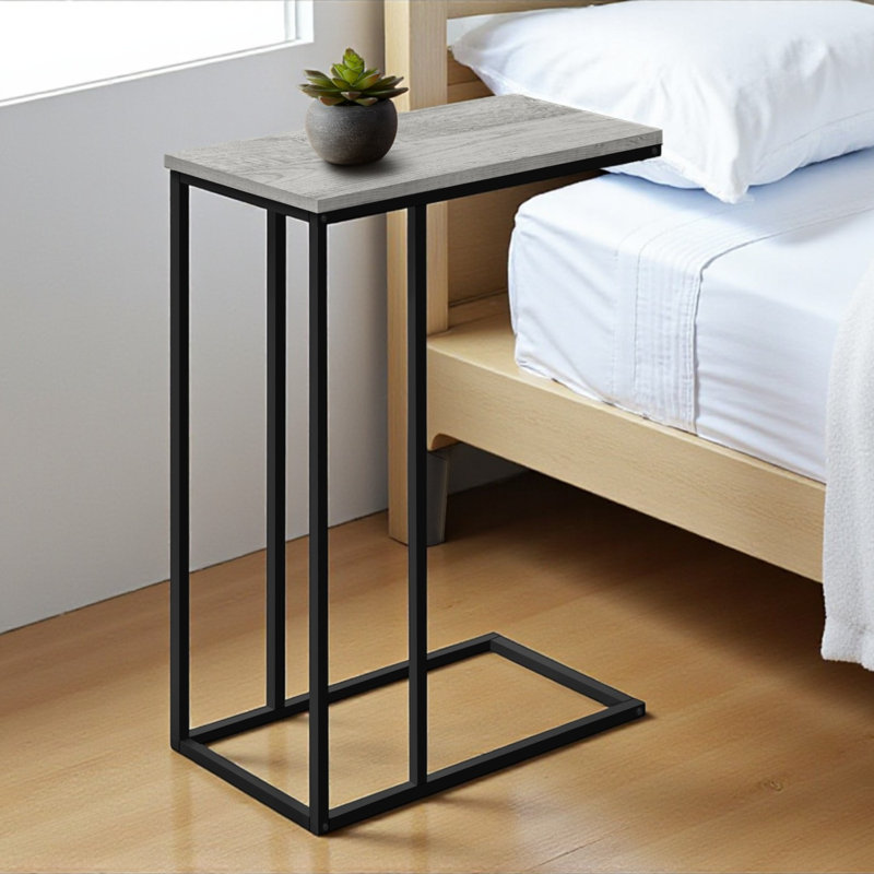 Table d'appoint en métal, stratifié, Gris clair, Noir