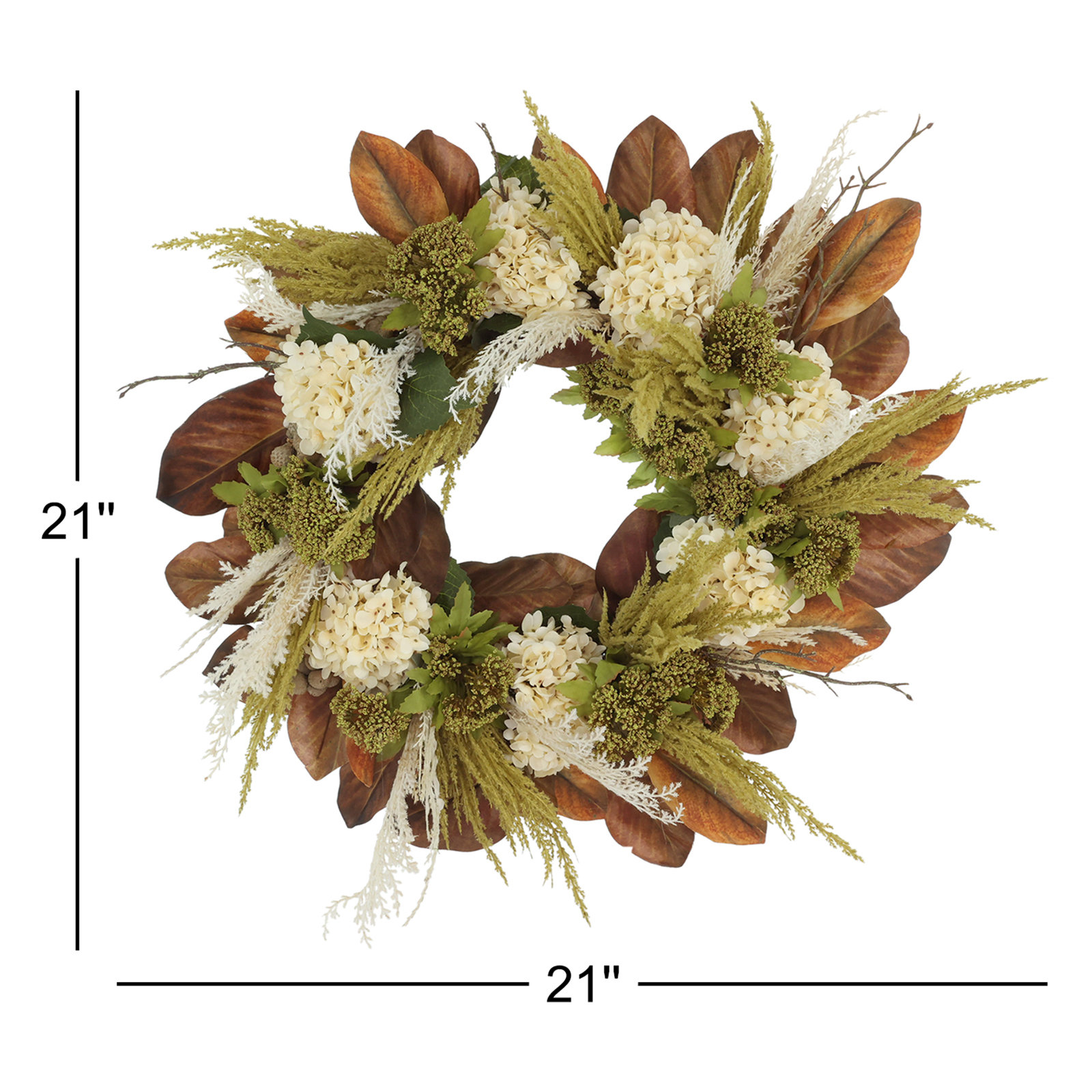 27'' Fall Wreath with Hydrangeas and Pampas