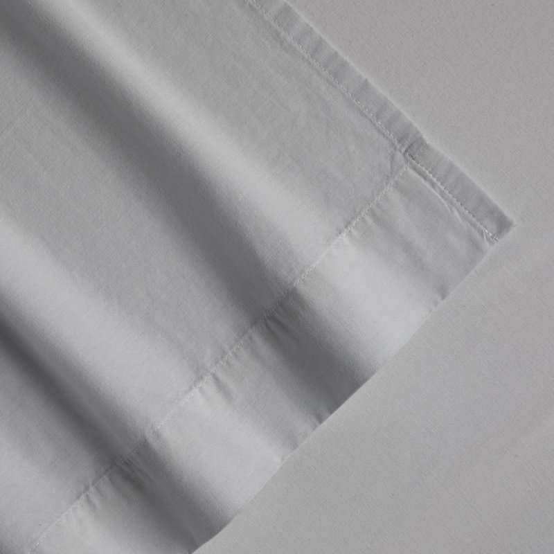 100% Cotton Percale Brushed & Washed 4 Piece Sheet Set, Twin Sheet Set with 1 Pillowcases, Light Gray