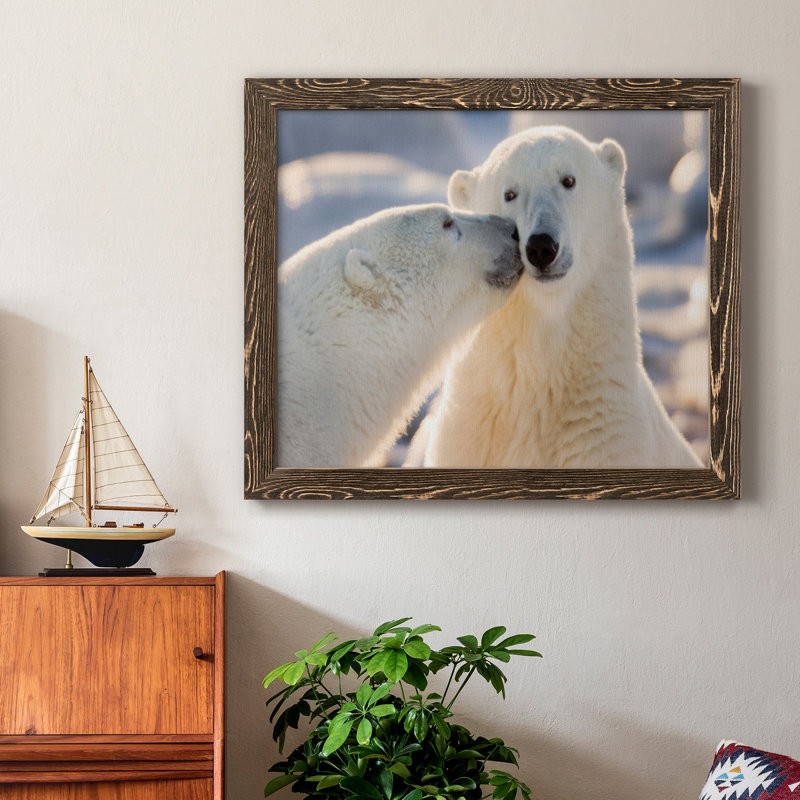 Baiser d'ours polaire - photographie sur toile, H 20 po x l 17 po x P 1,5 po, Noyer