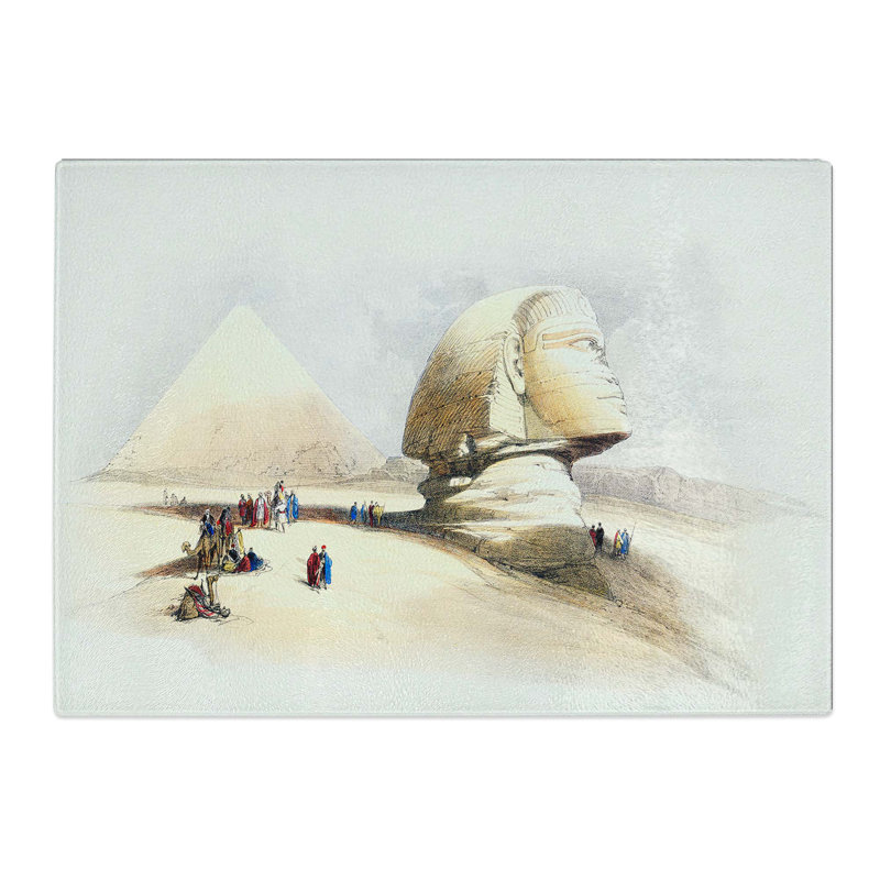 Tempered Glass Beside the Great Sphinx Pyramids of Giza by David Roberts Chopping Board, 39cm W x 28.5cm L