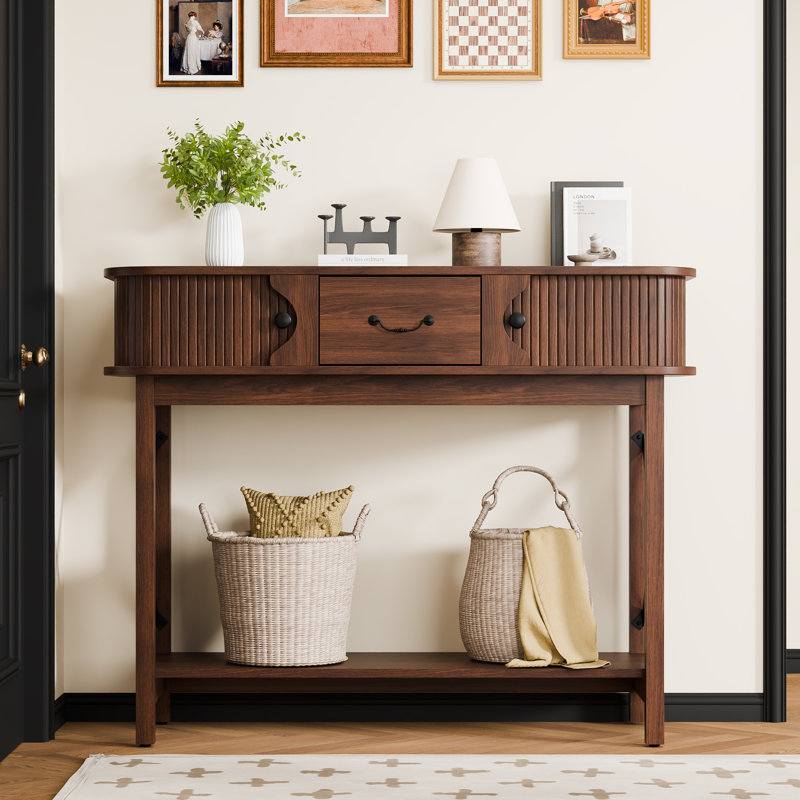 39.3'' Console Table With Window-Style Drawers, Walnut