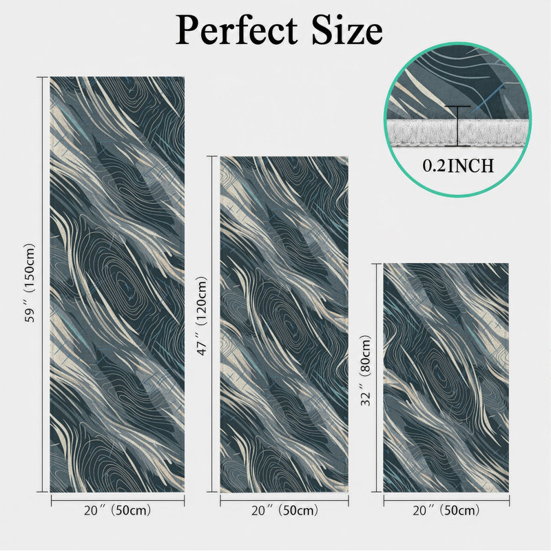 Wave Pattern Non-Slip Washable Kitchen Mats