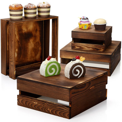 Présentoir à petits gâteaux en bois 4 pièces