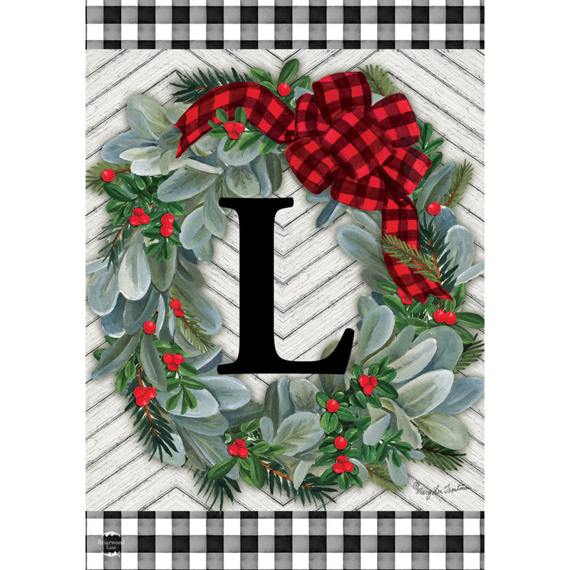 Hiver, couronne, monogramme, lettre L, drapeau du jardin