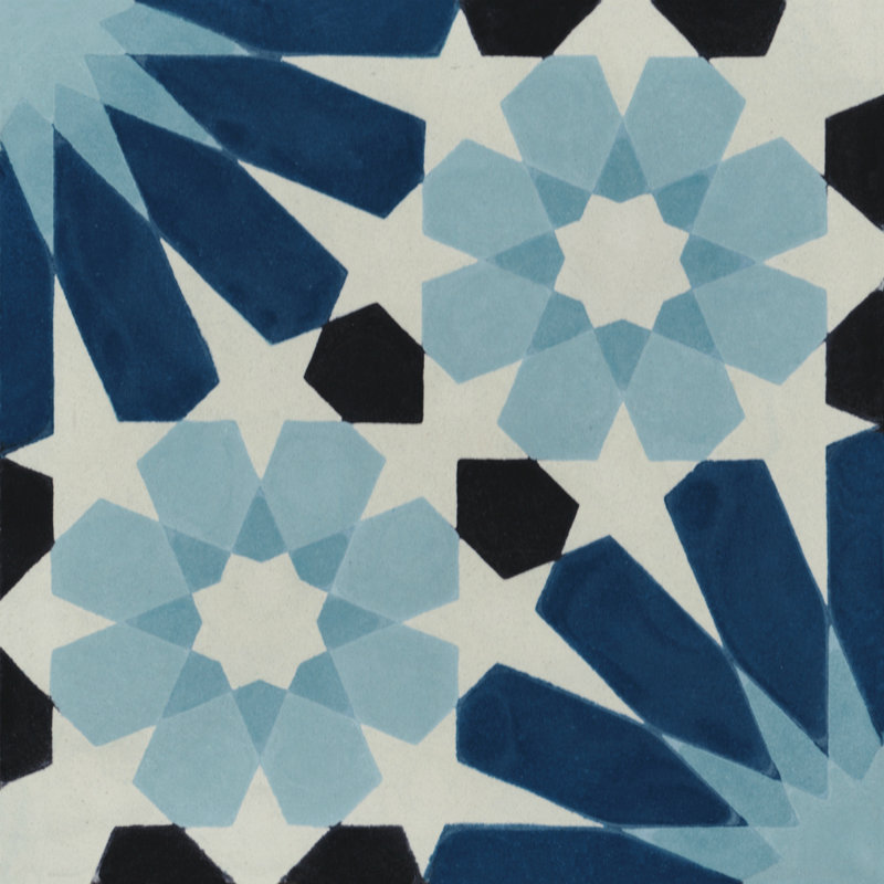 Tangier 8" x 8" Cement Patterned Wall & Floor Tile, Blues