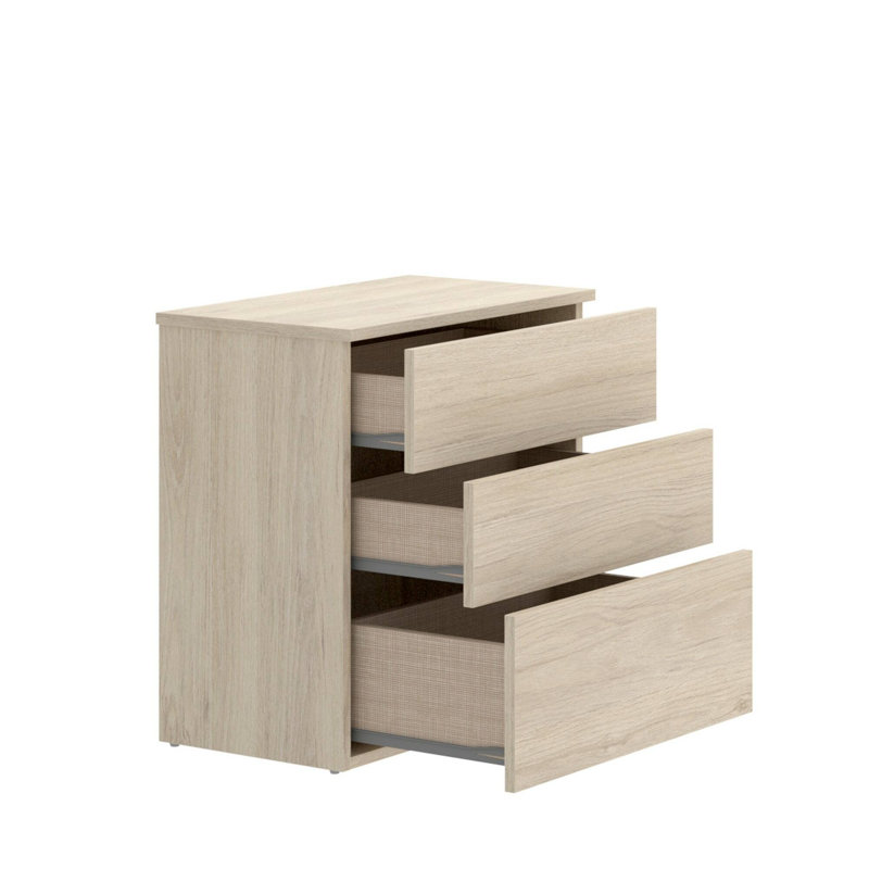 Arria 52cm W Manufactured Wood Bedside Table, Natural Oak