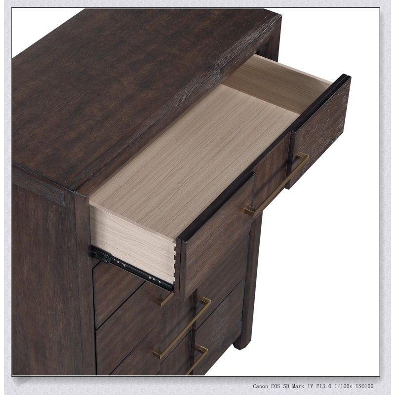 Commode 5 tiroirs Kenzo, Noyer