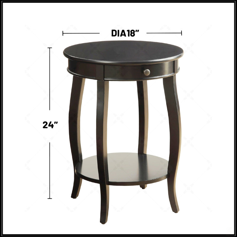 Table d'appoint ronde avec 1 tiroir et rangement ouvert