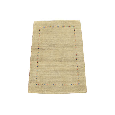 Gabbeh Rug 1'11'' X 2'10'' Beige Wool Contemporary Hand-Knotted Carpet