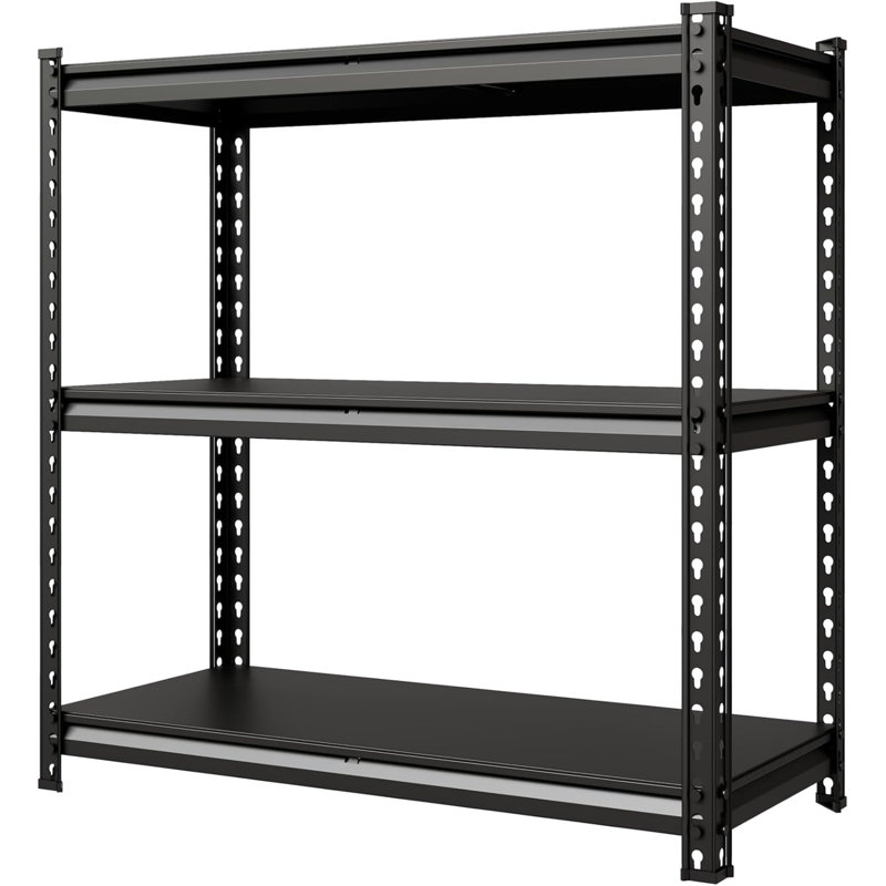 3850 LBS Steel Garage Shelving Unit, Adjustable Industrial Rack, Matte Black Metal Standing Utility Shelf for Warehouse, Pantry, Basement, Kitchen, Workshop