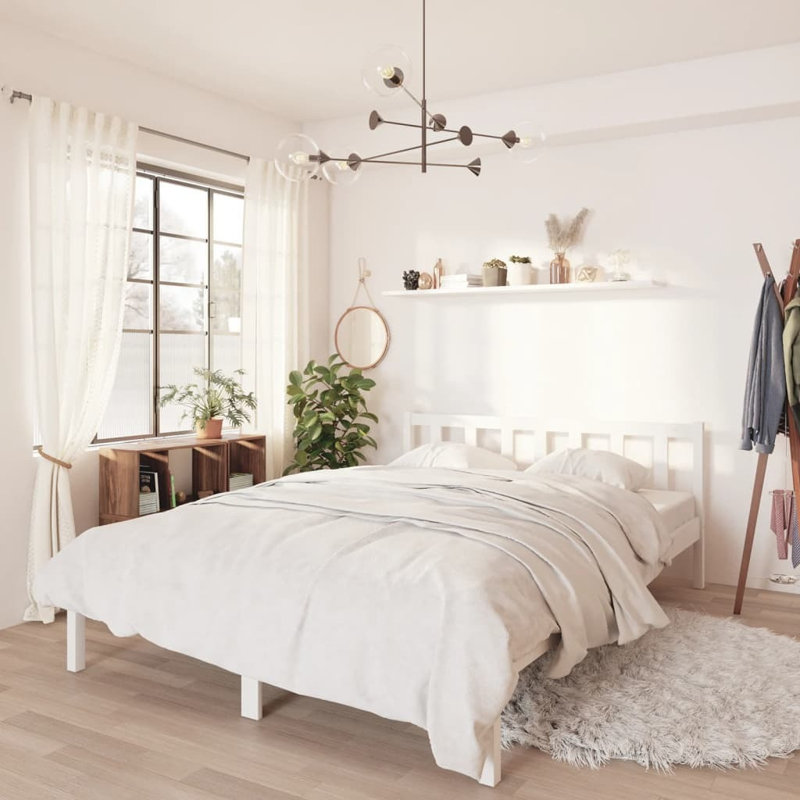 Deron Solid Wood Bed, white, 90 x 210 cm