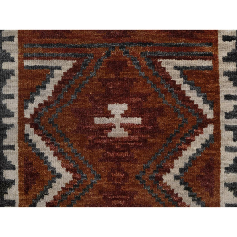 Tapis brun ambré 2 pi 1 po x 3 pi 1 po de conception amérindienne du Sud-Ouest avec construction empilée, moelleux et luxueux, noué à la main, pure laine, tapis, échantillon, tapis oriental