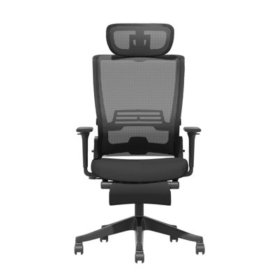 Foldable Office Chair, Ergonomic Mesh Task Chair with Recline Function, Office Chair with 2D Headrest , 4D Armrest and Footrest, Adjustable Height & Lumbar Support