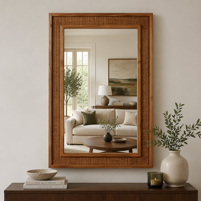 Miroir décoratif en rotin