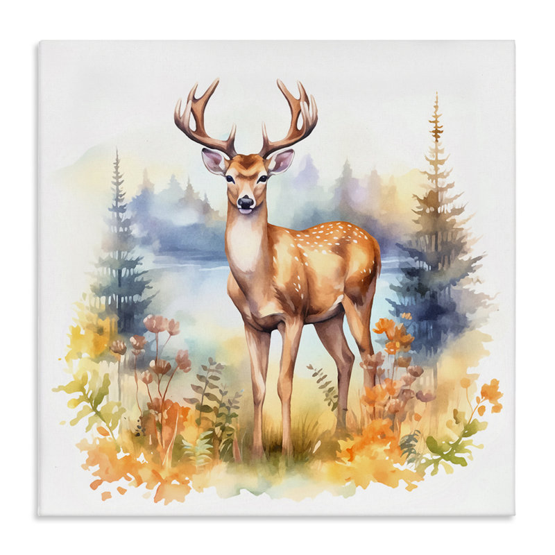 Art mural sur toile Wild Deer in Forest par Andrea Haase, H 30 po x l 30 po