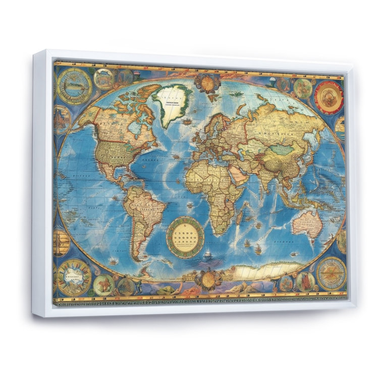 " Vintage World Map II " on Canvas
