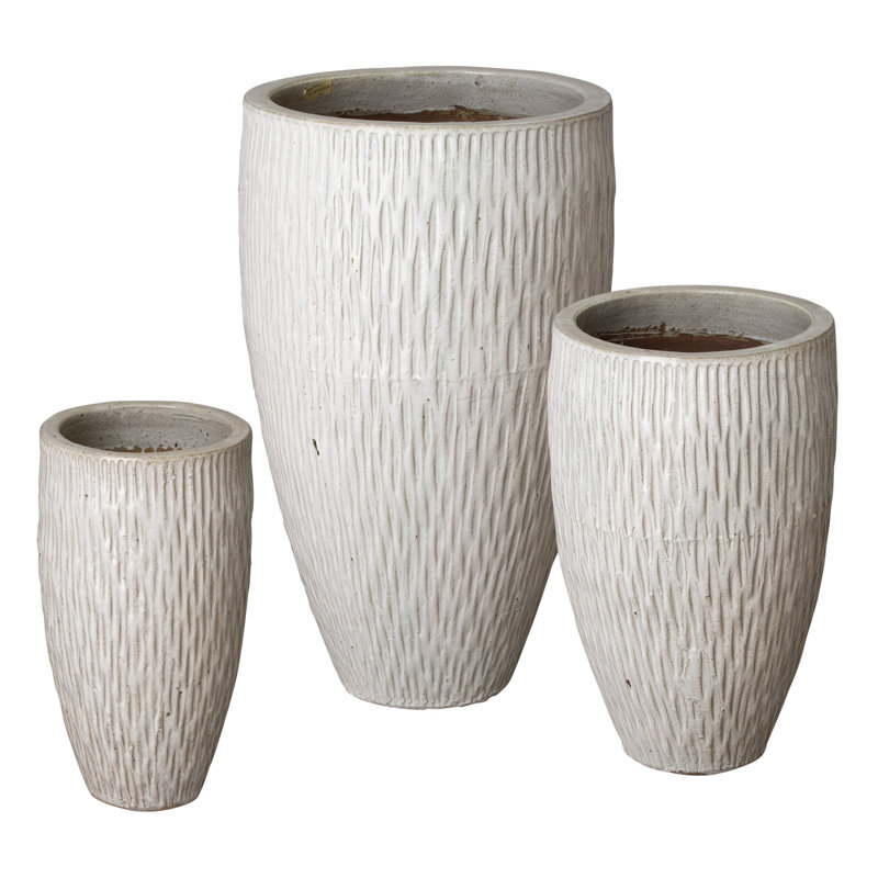 Abdussalam Handmade Ceramic Planter, Distressed White, 23" H x 13" W x 13" D