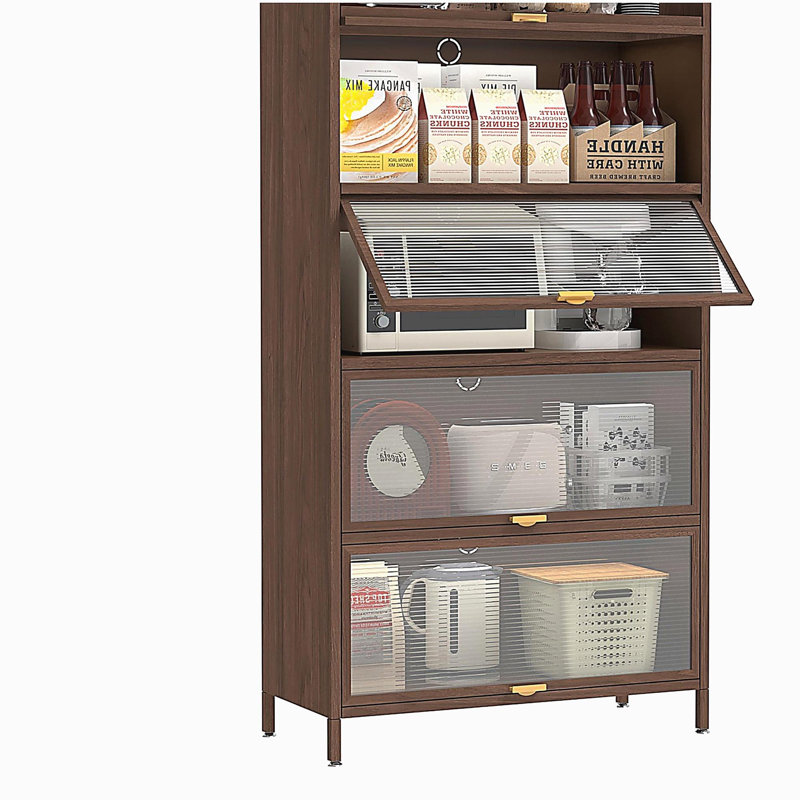 Bibliothèque 57 po avec 4 portes et rangement en métal, (4 tablettes) H 56,69 po x l 31,5 po x P 13,8 po