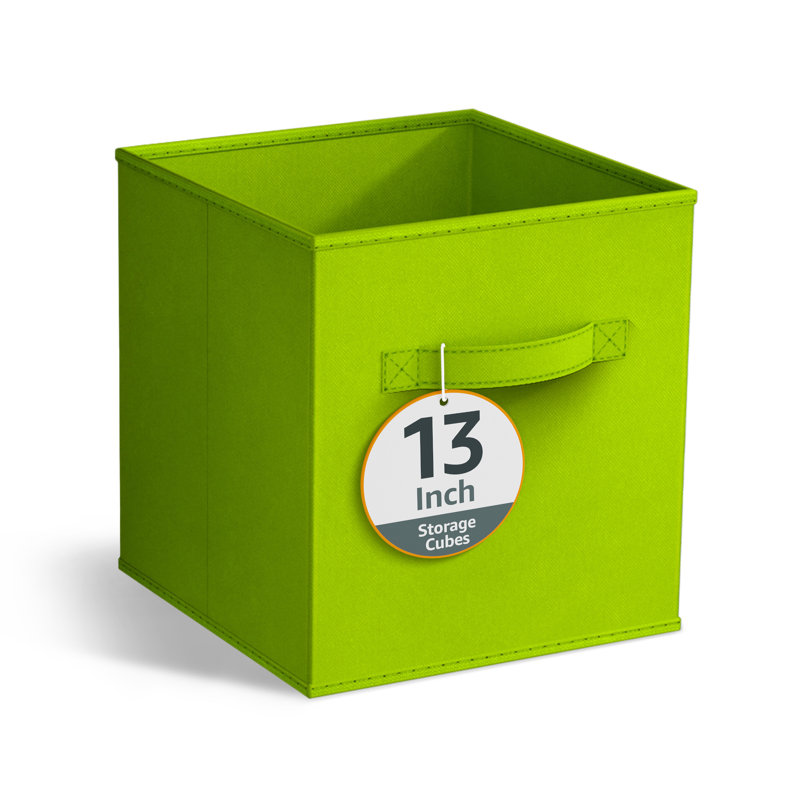 13 po cubes de rangement pliables avec poignées 1 pièce, vert, Vert