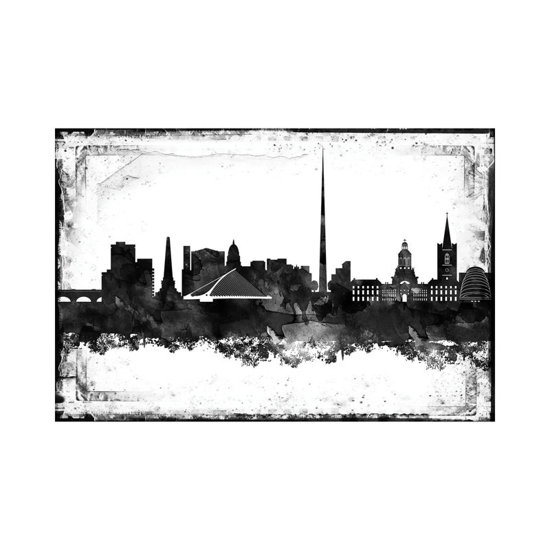 Dublin Black And White Film by WallDecorAddict - Wrapped Canvas Print, 20.32 cm H x 30.48 cm W