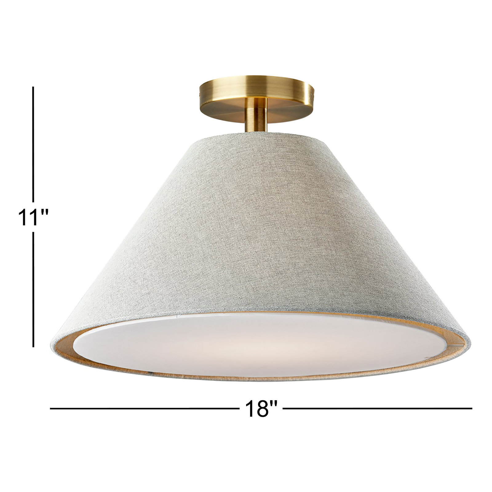 Trion Single Light Stainless Steel Flush Mount, Light Gray/White