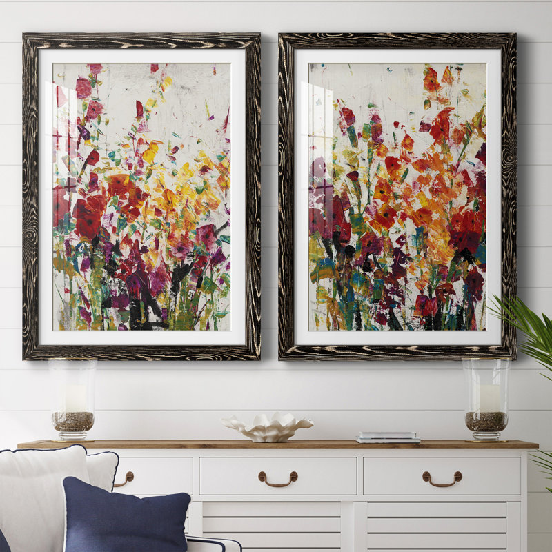Fleurs sauvages en fleurs I encadré mat - prêt à accrocher, Cadre noir, H 43,5 po x l 31,5 po x P 1 po