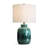 Green Ceramic Table Lamp With White Drum Shade