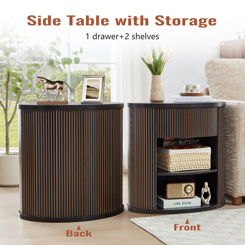 Table de bout avec rangement, Noir