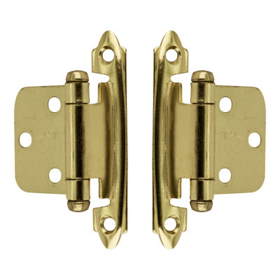 Brixwell BX69196 Charnières encastrées à fixation frontale pour armoires de cuisine et de quincaillerie 3/8 po Laiton poli