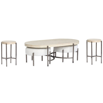 Morrell Oval Cocktail Table And 2 Ottomans With 2 Accent Table