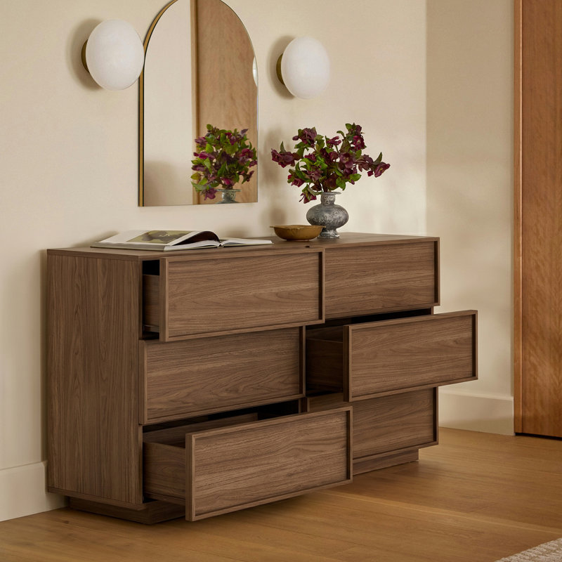 Commode moderne à 6 tiroirs l 47,2 po Abbate, Noyer