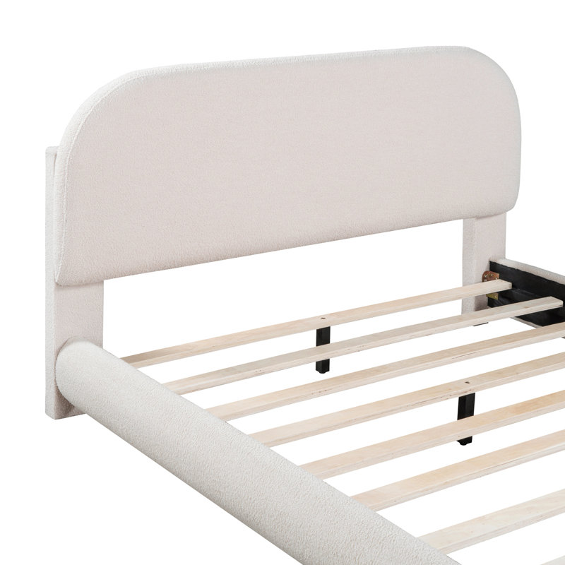 Lit plateforme tapissier Teddy, Complet/Double