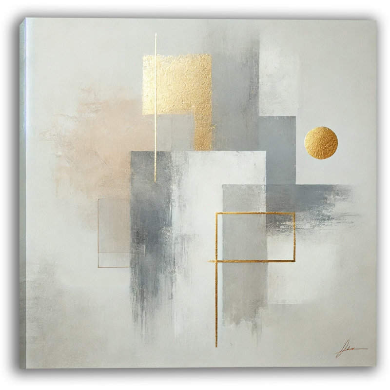 Golden Geometric Elegance Canvas Print, 12" H x 12" W x 1" D