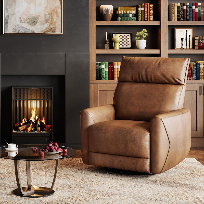 Fauteuil inclinable électrique avec ports USB, fauteuil oscillant pivotant à 360 ° en tissu pour le salon